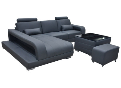 XXL Couch Leather Living landscape Suite Design Modern Sofa L-shape F3017C + Table