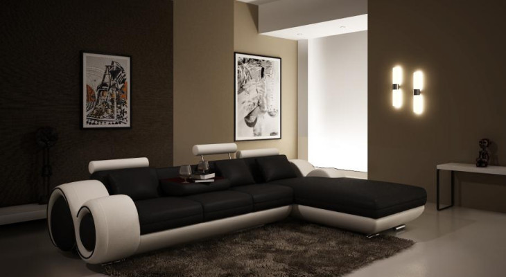 Patented design Corner sofa Sofa Couch Upholstery Leather Corner Living landscape BERLINs