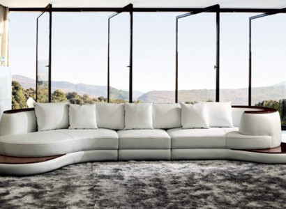 Round sofa Designer Corner sofa Sofa Couch Upholstery Leather Suite Living landscape Royal