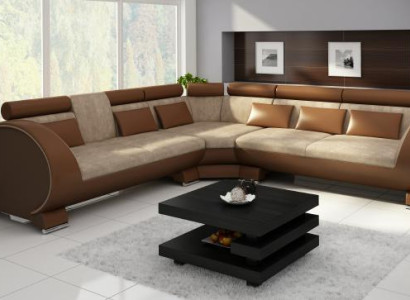 Corner sofa VIGO Sofa + USB Corner suite Leather sofa Leather Textile Fabric LT01 Corner sofa
