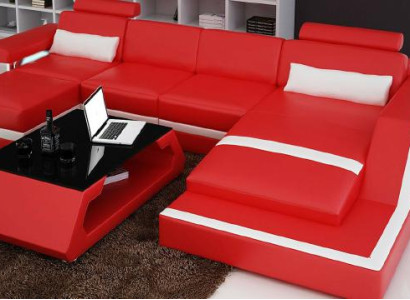 Designer Corner sofa Sofa Living landscape Big Modern Leather Sofa + USB Couch Upholstery