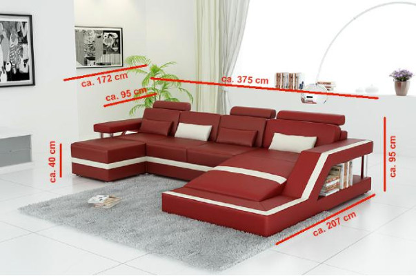 Designer Corner sofa Sofa Living landscape Big Modern Leather Sofa + USB Couch Upholstery