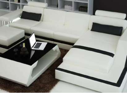 Designer Living landscape Big Modern leather sofa with USB HAMBURG III Corner sofa Sofa
