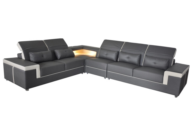 Sofa Corner sofa Upholstery Living room design Corner sofa L-shape Living landscape USB + LED