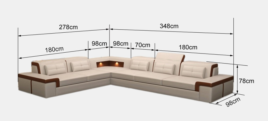 Sofa Corner sofa Upholstery Living room design Corner sofa L-shape Living landscape USB + LED