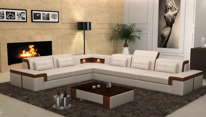 Leather sofa Couch Living landscape Corner sofa Corner Suite Design Modern Sofa B2021
