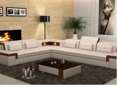 Leather sofa Couch Living landscape Corner sofa Corner Suite Design Modern Sofa B2021