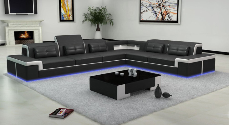Leather sofa Couch Living landscape Corner sofa Corner Suite Design Modern Sofa B2021