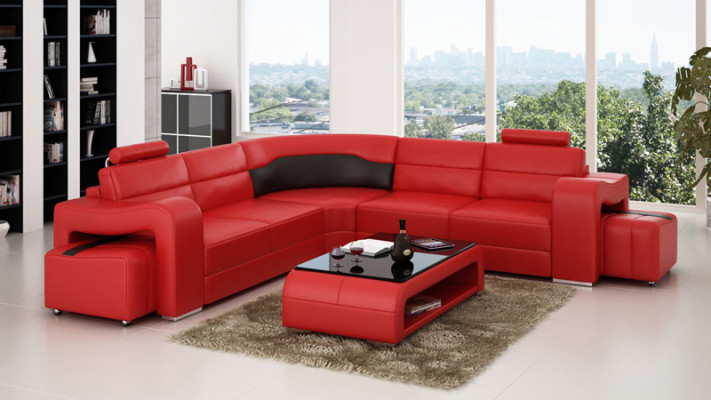 Leather sofa Couch Living landscape Corner sofa Corner Suite Design Modern Sofa F3008B