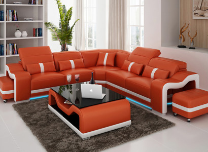 Sofa Leather Sofa Couch Living landscape Corner sofa Corner Modern Design Suite