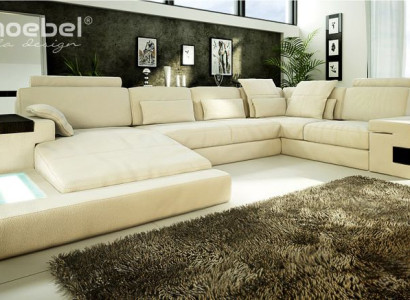 U-shape Sofa Couch Design Upholstery Modern Textile new Living landscape Leather Corner sofa