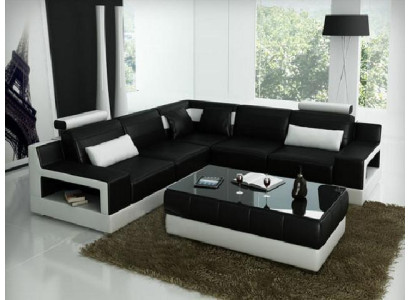 LEATHER SOFA USB COUCH Bed function Suite Living landscape Upholstery Custom made