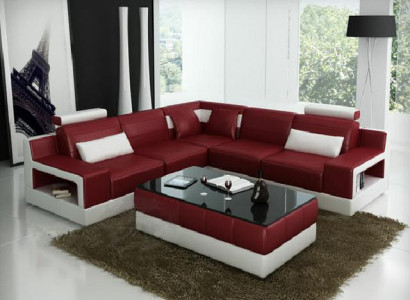 Leather sofa Corner sofa Design Couch Bed function Suite Living landscape Upholstery new