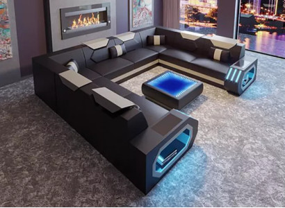 Corner sofa Living landscape Upholstery Corner suite Couch Sofa big xxl with Coffee table new