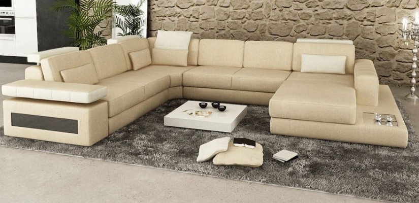 Designer Couch U-shape Corner sofa Upholstery Couch Leather Living landscape new