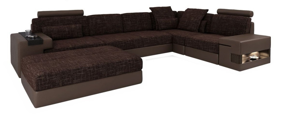 Modern Designer Corner sofa L-shape Furniture Upholstery Textile with Stool 2-piece Set new