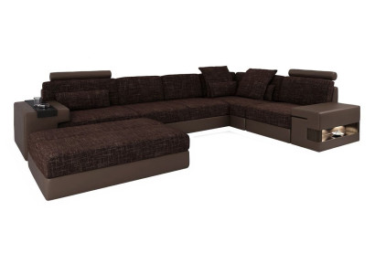 Modern Designer Corner sofa L-shape Furniture Upholstery Textile with Stool 2-piece Set new