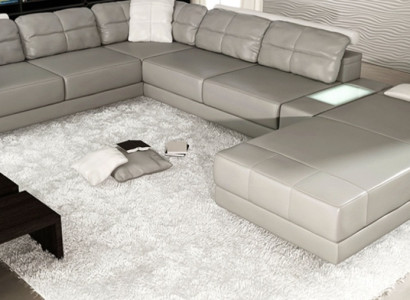 Living landscape Corner sofa Couch Gray Leather Upholstery Seat Corner Sofa U-shape Sofas new
