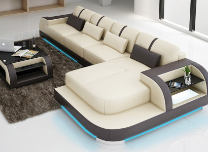 Leather sofa couch living landscape corner sofa corner decor modern suite design