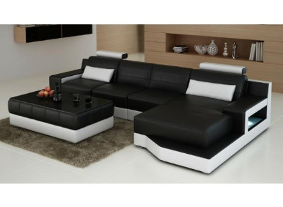 LEATHER SOFA Corner sofa with USB SOFA COUCH Suite Living landscape Bed function new
