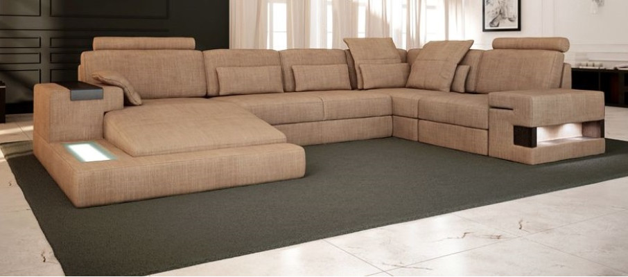 U-shape Upholstery Couches Textile Design Illuminated Living landscape Corner sofa Sofa Couch