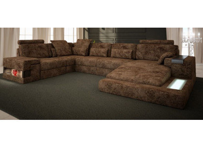 Corner sofa U-shape Sofa Couch Design Couch Textile Living landscape Bed function Fabric