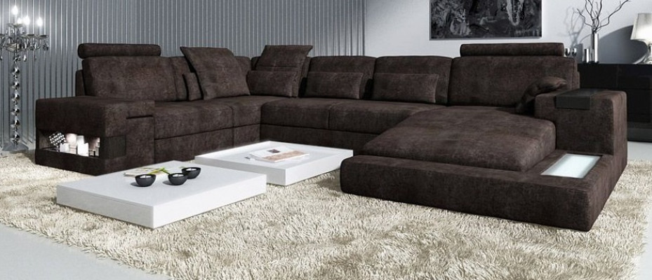 Textile sofa Corner sofa U-shape Modern sofa Leather sofa Corner sofa Upholstery Living landscape