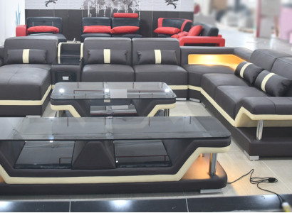 Modern Design Living landscape Sofa Corner sofa Upholstery Couch TV cabinet Coffee table Leather