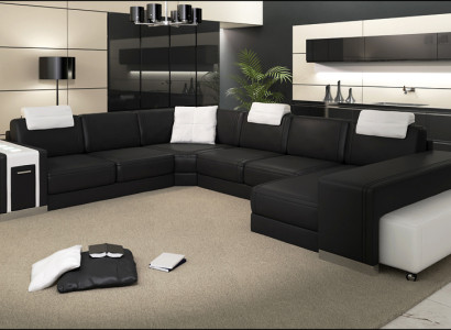 Living landscape Sofa with USB Couch Upholstery Corner XX Big Corner sofa Leather sofa design