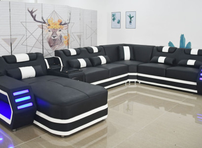 Living landscape Couch Textile Leather Sofas Upholstery Corner sofa Design Corner sofa U-shape