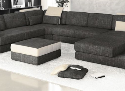 Corner sofa Couch Design Upholstery Textile new Living landscape U-shape Bed function Fabric
