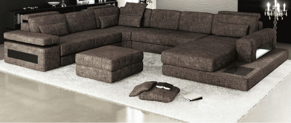 Corner sofa Fabric U-shape Couch Design Upholstery Textile Corner Living landscape Bed function