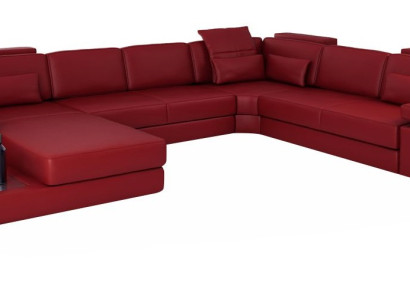 Corner sofa in U-shape made from high-quality premium leather fiber fabric