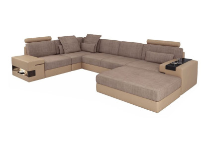 Sofas Corner sofa Leather Living room Wood area Stool modern L-shape new Set