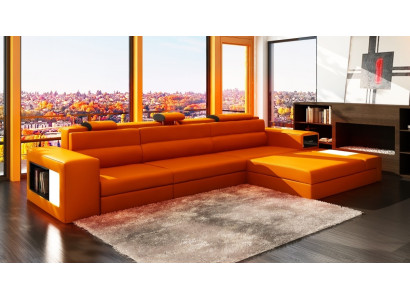 Leather sofa with USB Living landscape Corner sofa Eck Suite Design Modern Sofa B2006B