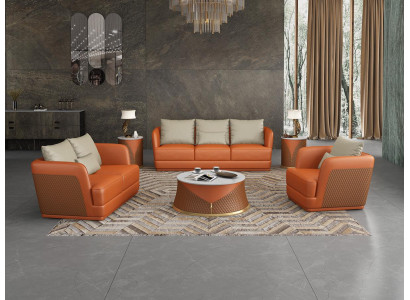 Italian Designer Living room Furniture Leather Sofa Couch Set Sofa Couch Set