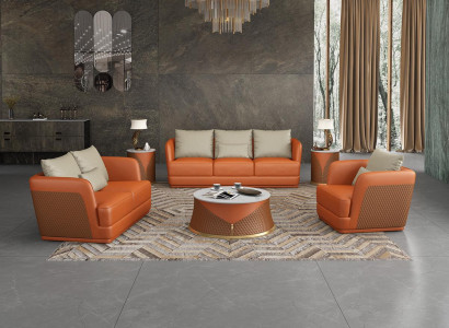 Italian Designer Living room Furniture Leather Sofa Couch Set Sofa Couch Set