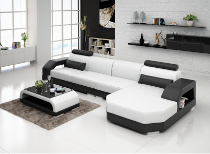 Leather sofa Couch Living landscape Corner sofa Corner Suite Design Modern Sofa G8001C