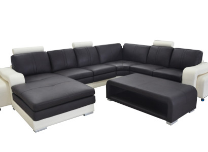 Leather Corner Sofa +USB,Couch Upholstery Seat Furniture Suite Landscape Modern Design