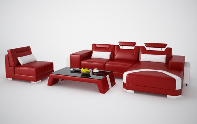 Leather sofa Couch Living landscape Corner sofa Corner Suite Design Modern Sofa F3011C