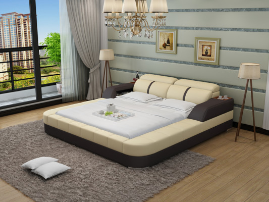Luxury Waterbed Double Multifunction s Bed Upholstery + USB Water Beds 180x200