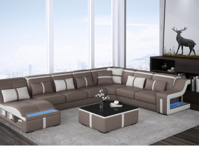 Luxury Sofa Corner sofa Design Living landscape Sofas Couch Corner suite + Light + USB