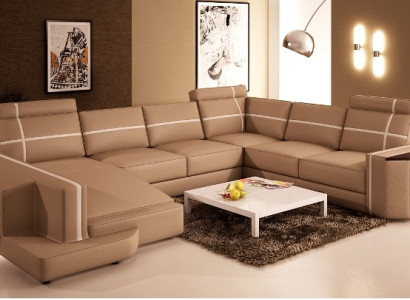 Our modern U-shaped leather sofa in an exquisite designer style