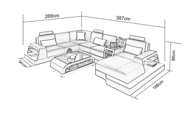 Design Living landscape Corner sofa Sofa Couch Sofas Corner suite Couches new Upholstery