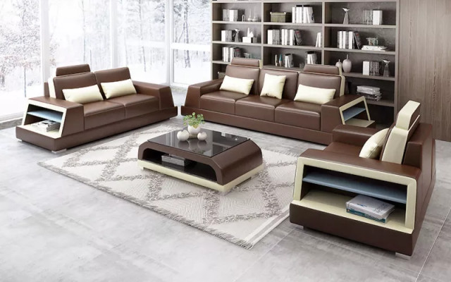 Design Sofa Sofa set 321 Seater Coffee table Sets Leather Set Group 4pcs