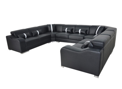 Leather Sofa Couch USB Upholstery Corner Suite Modern Living landscape U-shape Design