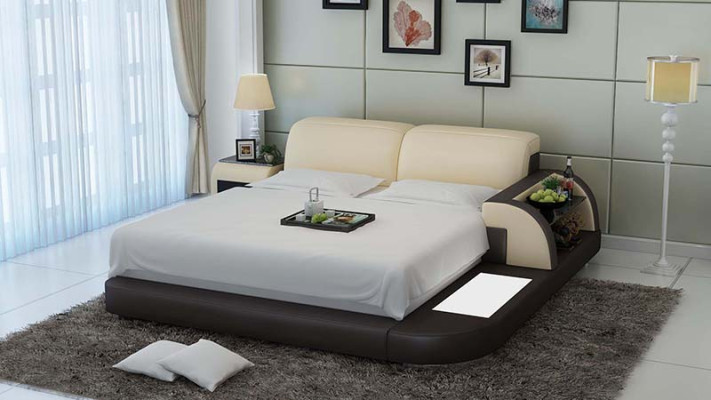 Double bed water bed Hotel Beds Complete leather bed, bed padded water + USB