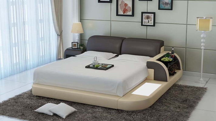 Double bed water bed Hotel Beds Complete leather bed, bed padded water + USB