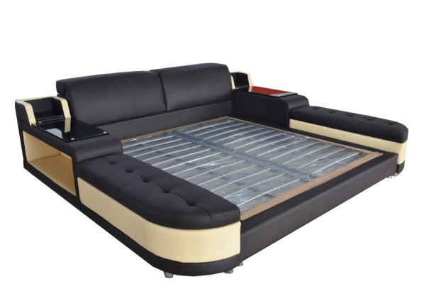 Design de Luxe Bed + USB Padding Hotel Modern Beds Leather 140/160/180/200