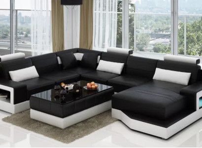 Leather sofa Corner sofa U-shape Living landscape Designer Sofa Modern Sofas Coffee table